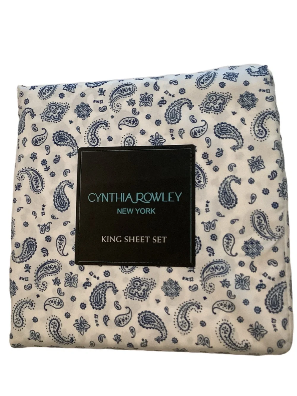 Cynthia Rowley Blue Bandana Paisley King Sheet Set New